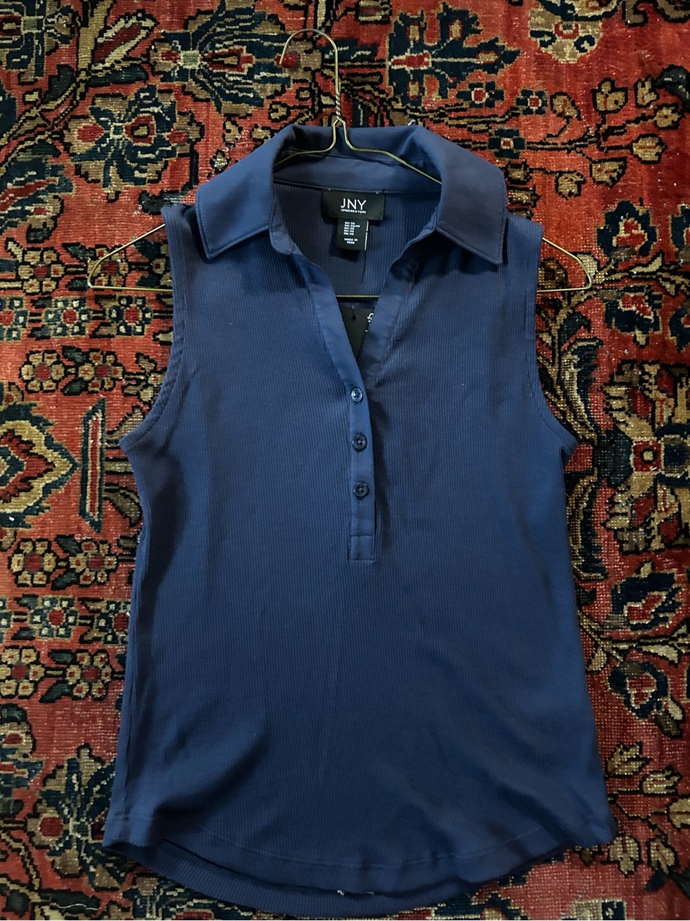 JNY - Jones New York Navy Collared Top NWT, size XS
